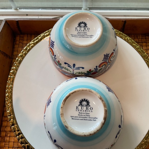 Euro Ceramica Zanzibar Collection Multicolored Set of 2 Bowls - Picture 5 of 5